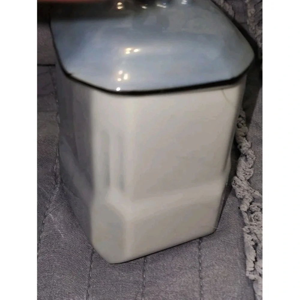 Vtg Victoria China Czechoslovakia Blue Lusterware Nutmeg Canister Art Deco Grann